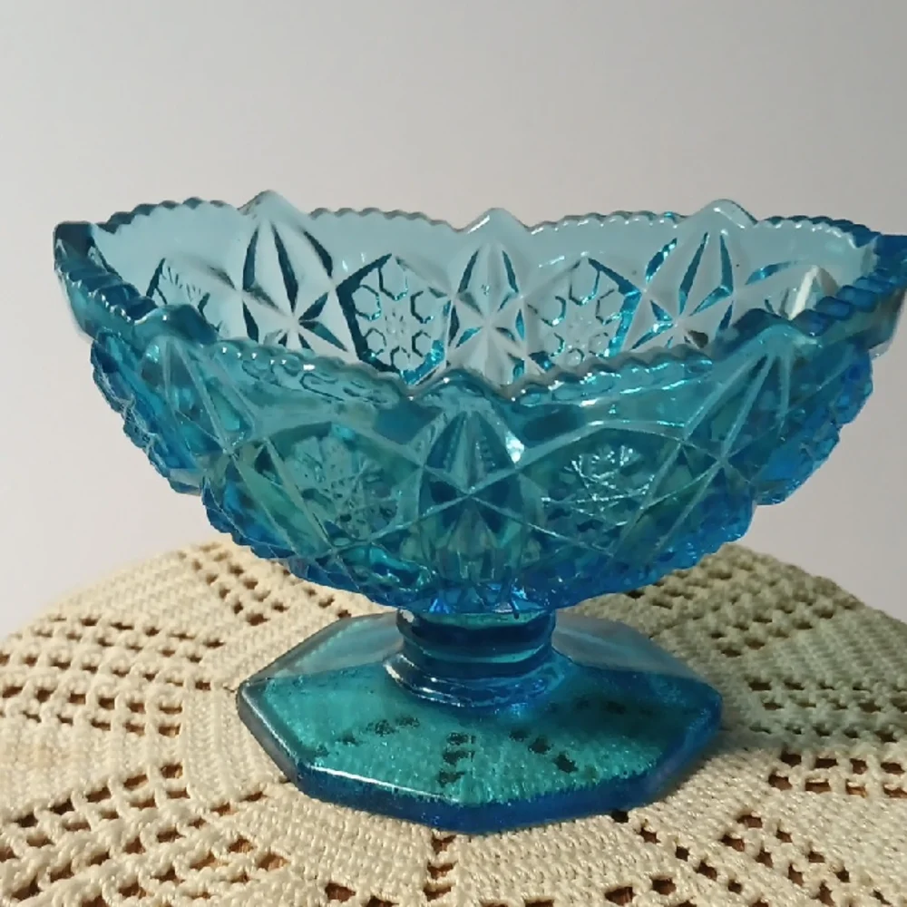 Vintage Blue Glass Candle Holder - Picture 6 of 6